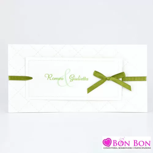 Partecipazione matrimonio con nastrino verde 08603 Alessia Partecipazioni - 1