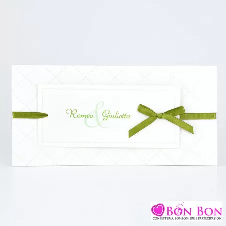 Partecipazione matrimonio con nastrino verde 08603 Alessia Partecipazioni - 1