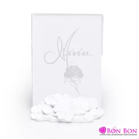 Bomboniera matrimonio portafoto piccolo con fiori in resina Margot - 1