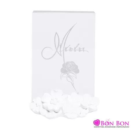 Bomboniera matrimonio portafoto medio con fiori in resina Margot - 1