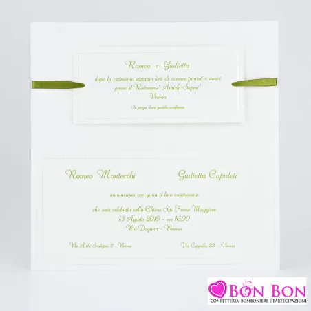 Partecipazione matrimonio con nastrino verde 08603 Alessia Partecipazioni - 2