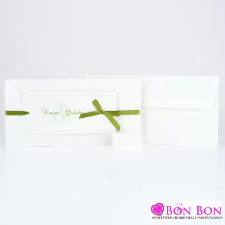 Partecipazione matrimonio con nastrino verde 08603 Alessia Partecipazioni - 3