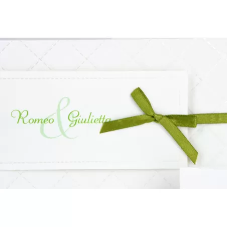 Partecipazione matrimonio con nastrino verde 08603 Alessia Partecipazioni - 4