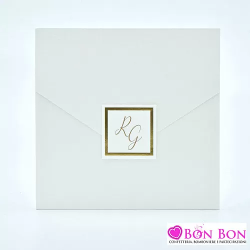 Partecipazione matrimonio con cornice dorata 08975 Alessia Partecipazioni - 1