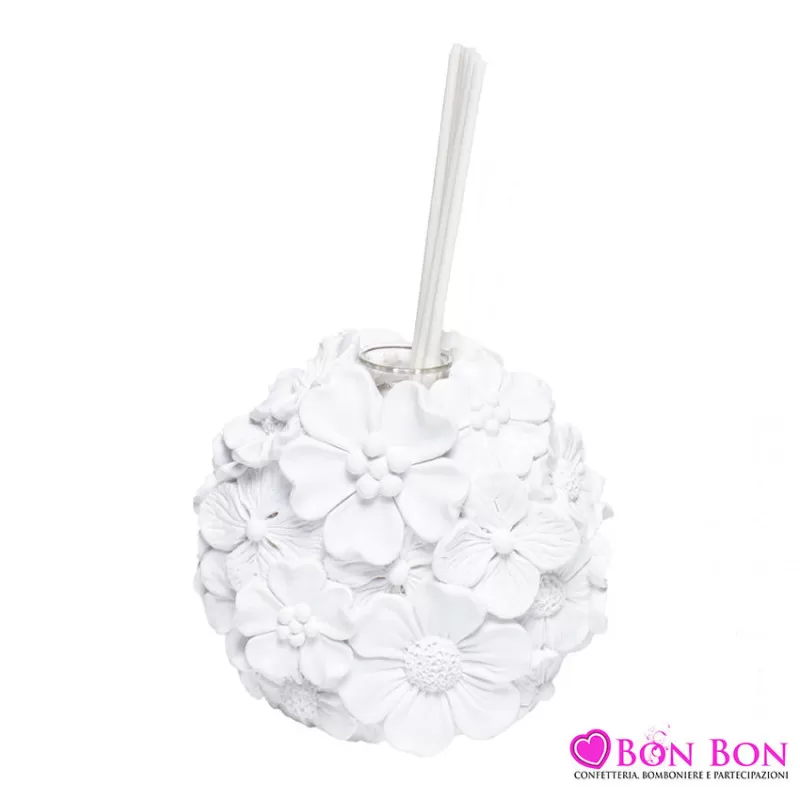 Bomboniera matrimonio profumatore con fiore in resina Margot - 1