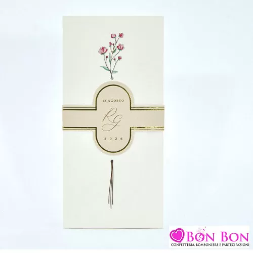 Partecipazione matrimonio con mazzo fiori rosso 08976 Alessia Partecipazioni - 1