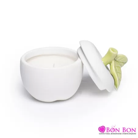 Bomboniera prima comunione candela a forma di mela - 1