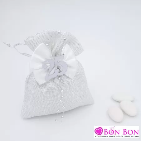Sacchetto porta confetti nozze d´argento laminato con 25 plex - 1