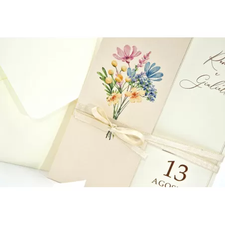 Partecipazione matrimonio con disegno mazzo di fiori 08980 Alessia Partecipazioni - 2