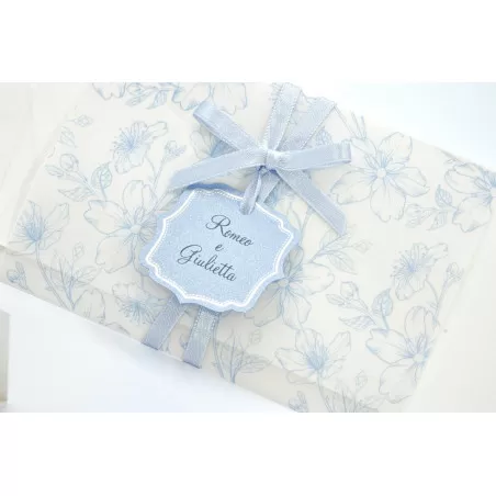 Partecipazione matrimonio con fodera con fiori colore blu carta da zucchero Alessia Partecipazioni - 2