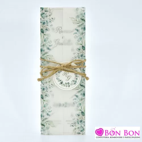 Partecipazione matrimonio con fodera con foglie verdi 08985 Alessia Partecipazioni - 1