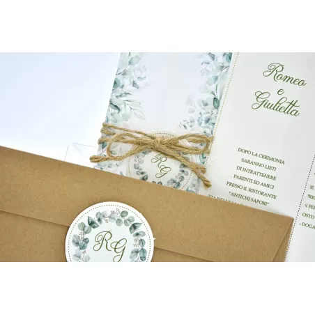 Partecipazione matrimonio con fodera con foglie verdi 08985 Alessia Partecipazioni - 2