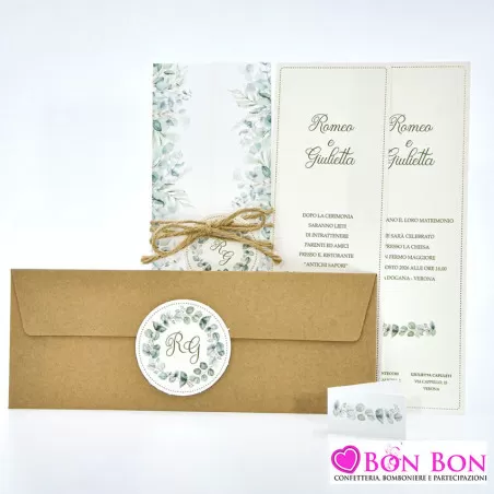 Partecipazione matrimonio con fodera con foglie verdi 08985 Alessia Partecipazioni - 3