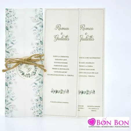 Partecipazione matrimonio con fodera con foglie verdi 08985 Alessia Partecipazioni - 4