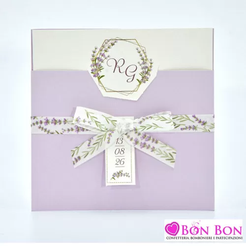 Partecipazione matrimonio con disegno lavanda 08986 Alessia Partecipazioni - 1