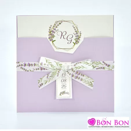 Partecipazione matrimonio con disegno lavanda 08986 Alessia Partecipazioni - 1