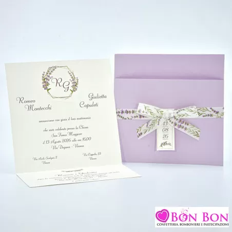 Partecipazione matrimonio con disegno lavanda 08986 Alessia Partecipazioni - 4