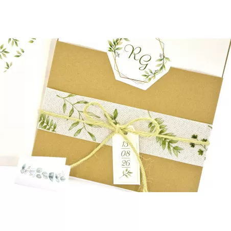 Partecipazione matrimonio con disegno foglie d'ulivo 08987 Alessia Partecipazioni - 2