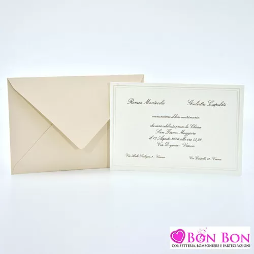 Partecipazione matrimonio con cornice perlata 08988 Alessia Partecipazioni - 1