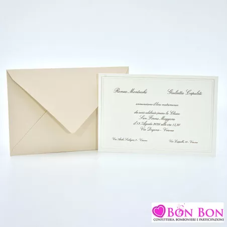 Partecipazione matrimonio con cornice perlata 08988 Alessia Partecipazioni - 1