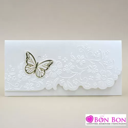 Partecipazione matrimonio con farfalla dorata E067 Alessia Partecipazioni - 1