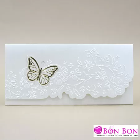 Partecipazione matrimonio con farfalla dorata E067 Alessia Partecipazioni - 1