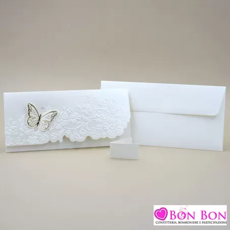 Partecipazione matrimonio con farfalla dorata E067 Alessia Partecipazioni - 3