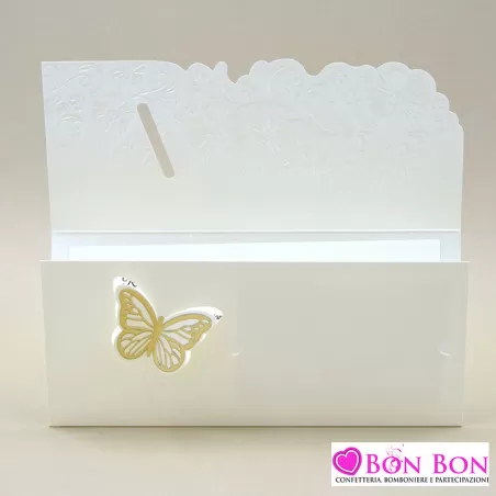 Partecipazione matrimonio con farfalla dorata E067 Alessia Partecipazioni - 5