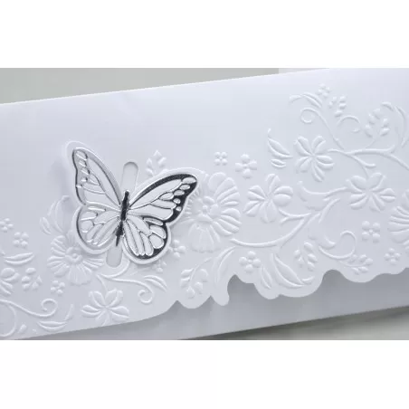 Partecipazione matrimonio con farfalla argentata E067 Alessia Partecipazioni - 2