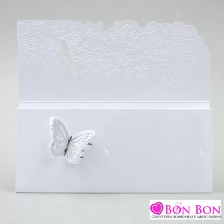Partecipazione matrimonio con farfalla argentata E067 Alessia Partecipazioni - 5
