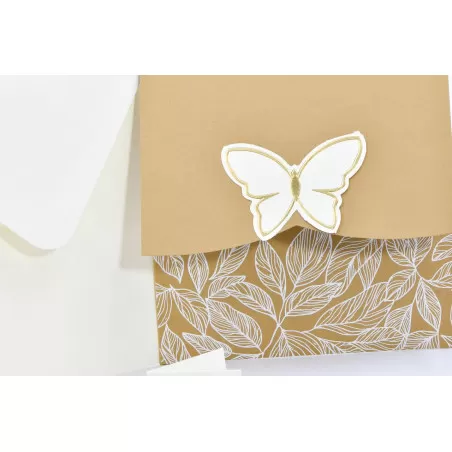 Partecipazione matrimonio con farfalla e fodera avana Alessia Partecipazioni - 2