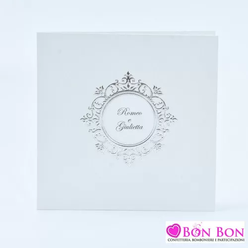 Partecipazione matrimonio con stemma argentato E080 Alessia Partecipazioni - 1