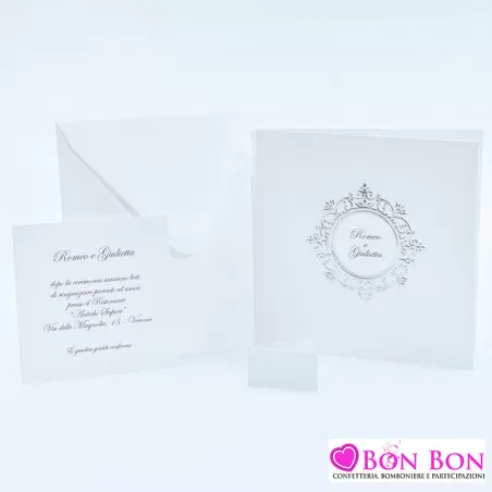 Partecipazione matrimonio con stemma argentato E080 Alessia Partecipazioni - 3