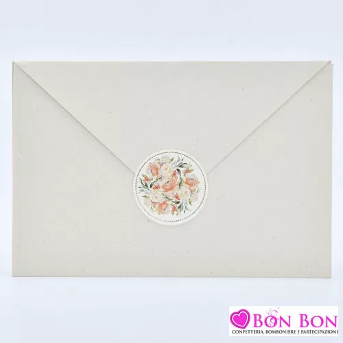 Partecipazione matrimonio con fodera a busta con adesivo fiori Alessia Partecipazioni - 1