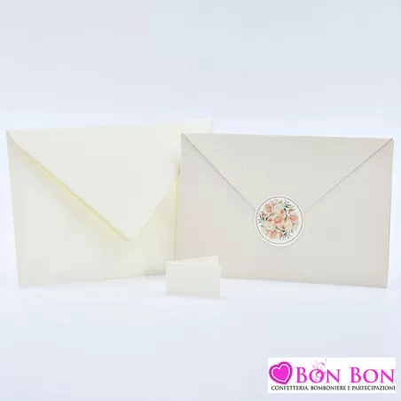 Partecipazione matrimonio con fodera a busta con adesivo fiori Alessia Partecipazioni - 3