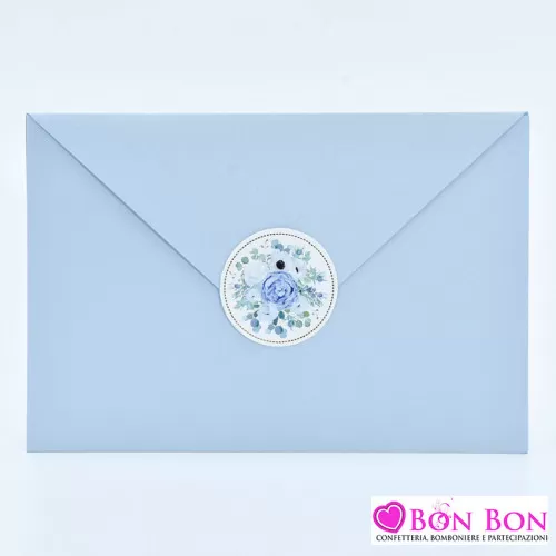 Partecipazione matrimonio con fodera a busta con adesivo fiori carta da zucchero Alessia Partecipazioni - 1