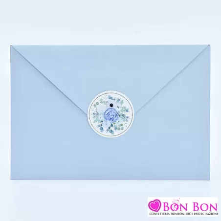Partecipazione matrimonio con fodera a busta con adesivo fiori carta da zucchero Alessia Partecipazioni - 1