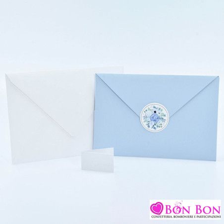 Partecipazione matrimonio con fodera a busta con adesivo fiori carta da zucchero Alessia Partecipazioni - 3