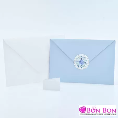 Partecipazione matrimonio con fodera a busta con adesivo fiori carta da zucchero Alessia Partecipazioni - 3