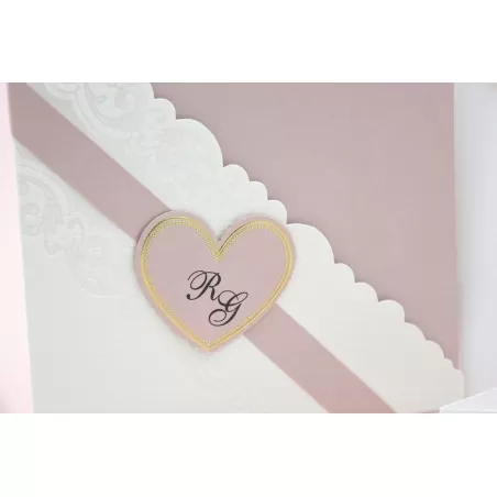 Partecipazione matrimonio con cuore rosa antico Alessia Partecipazioni - 4