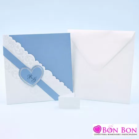 Partecipazione matrimonio con cuore blu carta da zucchero Alessia Partecipazioni - 3