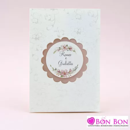 Partecipazione matrimonio con fiori e interno rosa antico Alessia Partecipazioni - 1