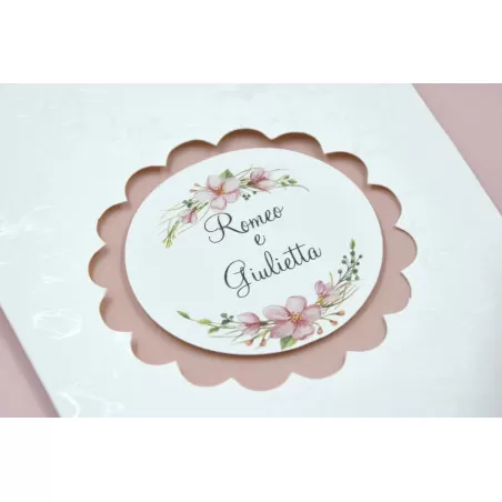 Partecipazione matrimonio con fiori e interno rosa antico Alessia Partecipazioni - 2