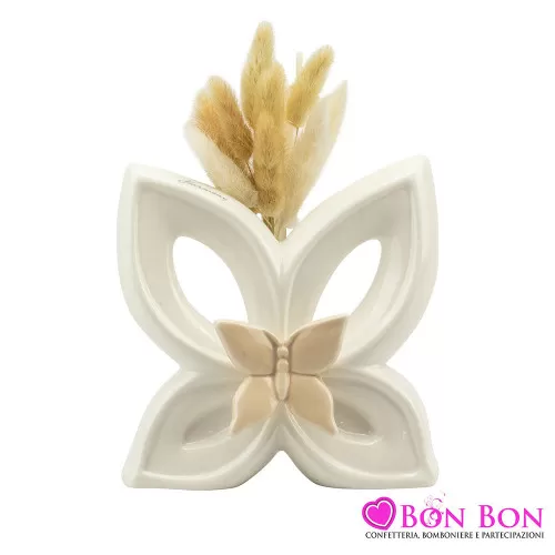 Bomboniera matrimonio profumatore farfalla bianca e tortora Harmony - 1