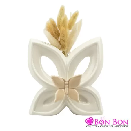Bomboniera matrimonio profumatore farfalla bianca e tortora Harmony - 1