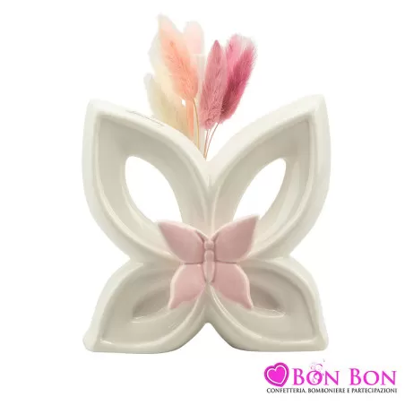 Bomboniera matrimonio profumatore farfalla bianca e rosa Harmony - 1
