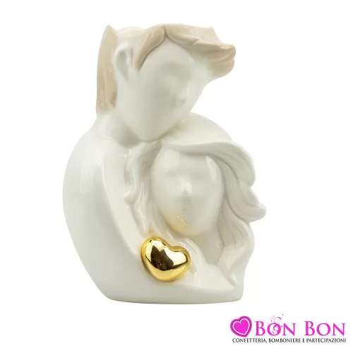 Bomboniera matrimonio coppia con cuore oro Harmony - 1