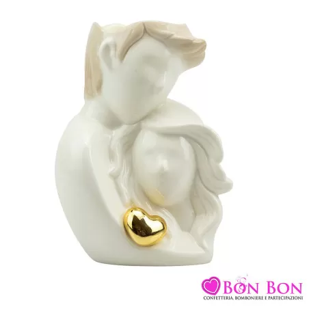 Bomboniera matrimonio coppia con cuore oro Harmony - 1