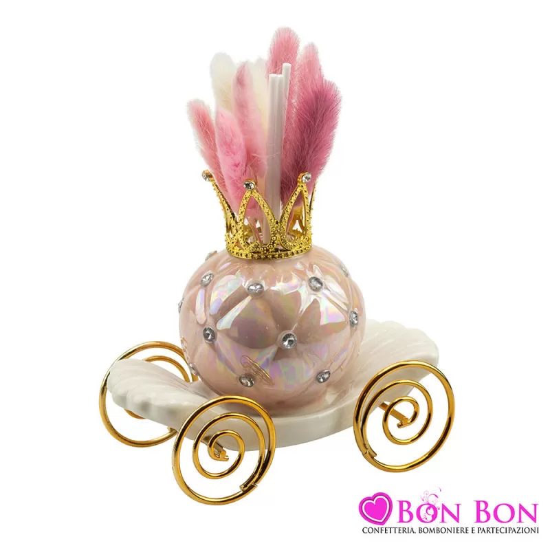 Bomboniera matrimonio profumatore carrozza rosa con strass Harmony - 1