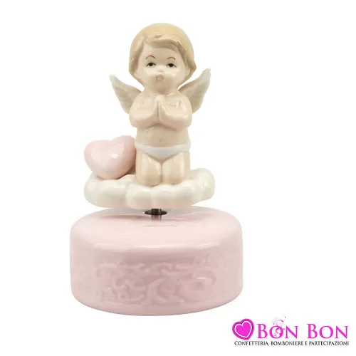 Bomboniera battesimo carillon con angelo su nuvola rosa Harmony - 1